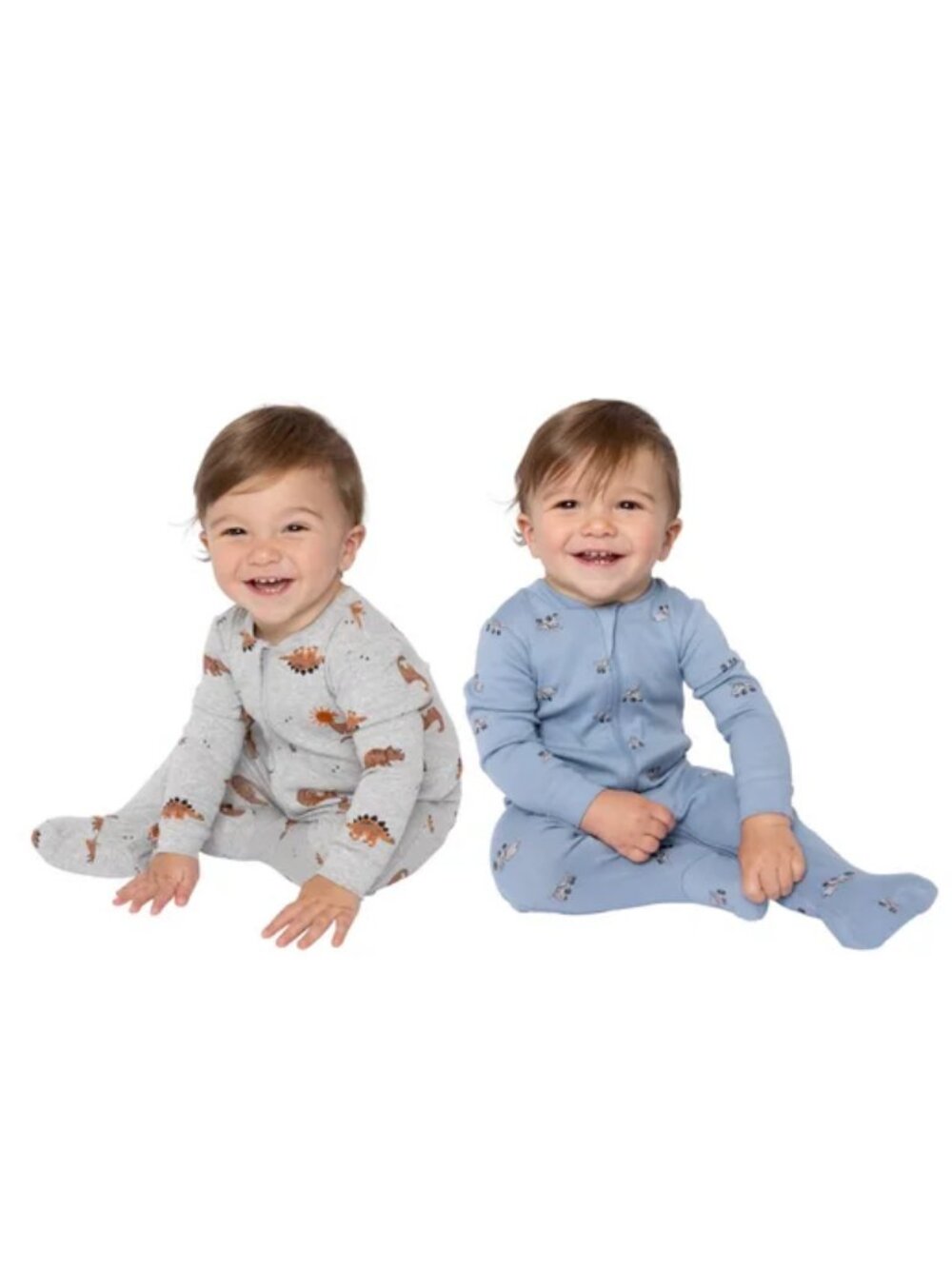 NEW Pekkle 2 Pack Boy Dinosaur Dump Truck Bulldozer Footed One Piece Sleepers PJ